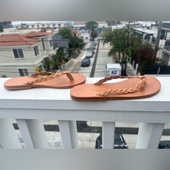 Maria Farro Grecian leather braided thong tan sandals sz 39 festival boho hippie - Picture 4 of 10